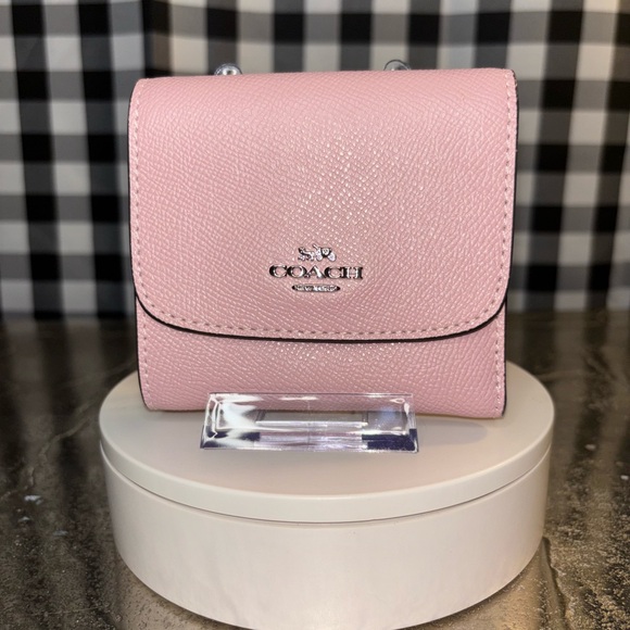 Coach Handbags - Coach Small Trifold Pink Crossgrain Leather Wallet 2019 NWOT